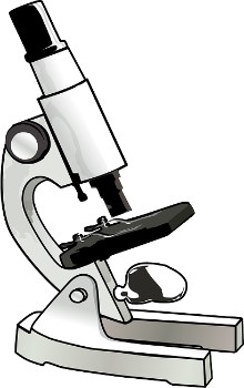 Dibujo de microscopio de color blanco, gris y negro en un fondo de color blanco