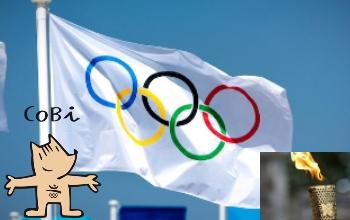 Juegos Olímpicos - Símbolos (bandera, antorcha y mascota Cobi)
