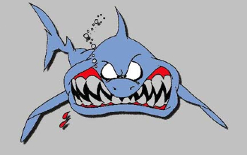 Dibujo animado de tiburón molesto