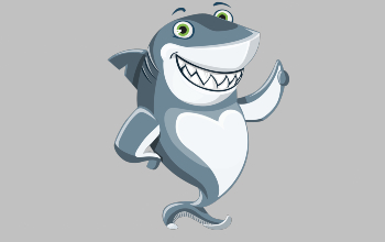 Tiburón animado sonriendo subiendo un pulgar