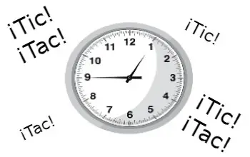 Reloj blanco con las onomatopeyas ¡Tic! ¡Tac! repetidamente
