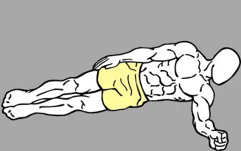 Dibujo de figura de cuerpo humano de color blanco resaltando los oblicuos en plancha lateral en fondo gris